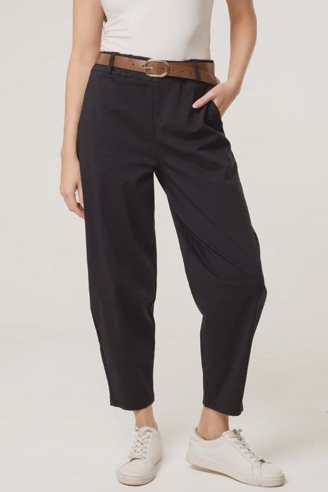 Bengaline Barrel Leg Trouser - Black