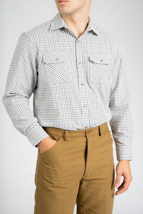 Tattersall Checked Shirt - Khaki/Navy