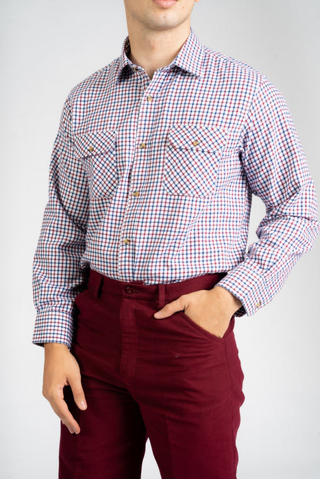 Tattersall Checked Shirt - Navy/Wine