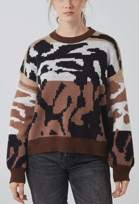 Colour Block Animal Print Jumper - Dana