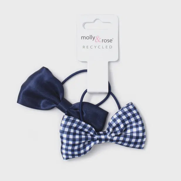 Card of 2 Recycled Bow Elastics in Navy