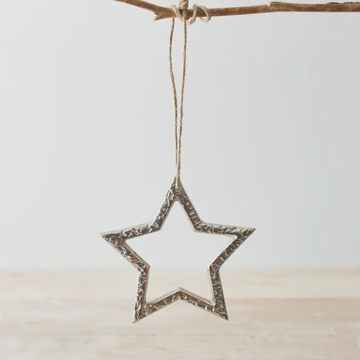 Textured Metal Hanging Star 10cm