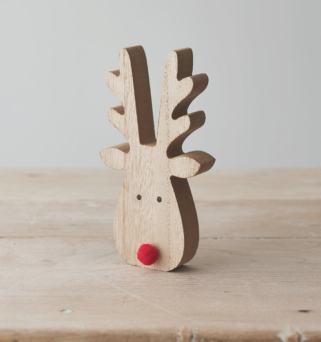 Wooden Reindeer with red nose