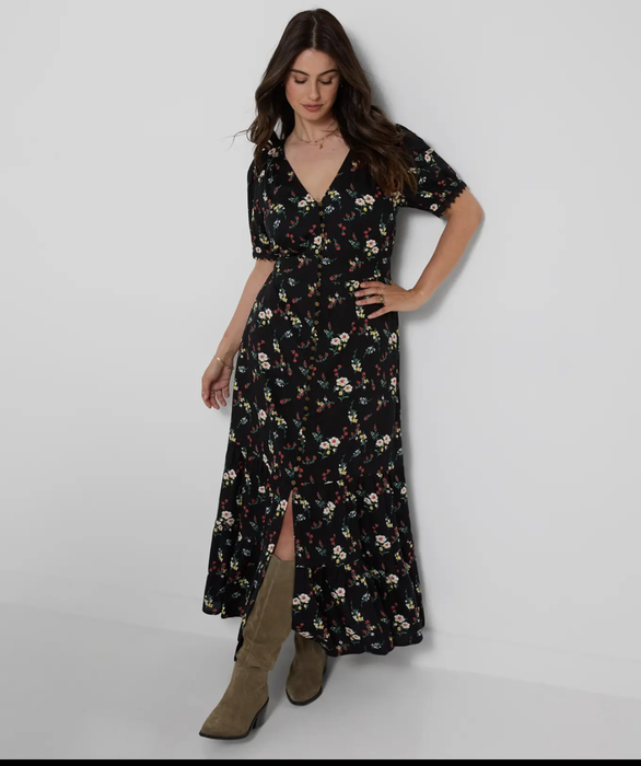 Darling Ditsy Button through Maxi Dress