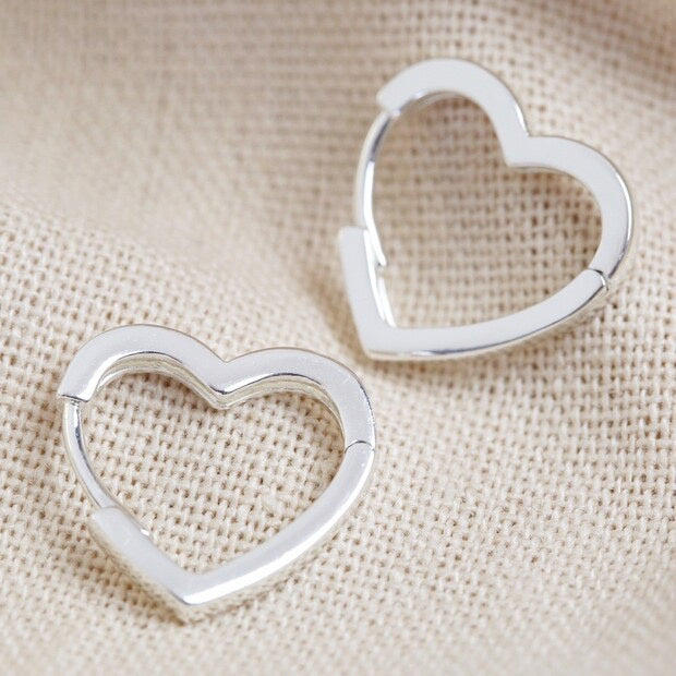 Small Heart Hoop Earrings Silver