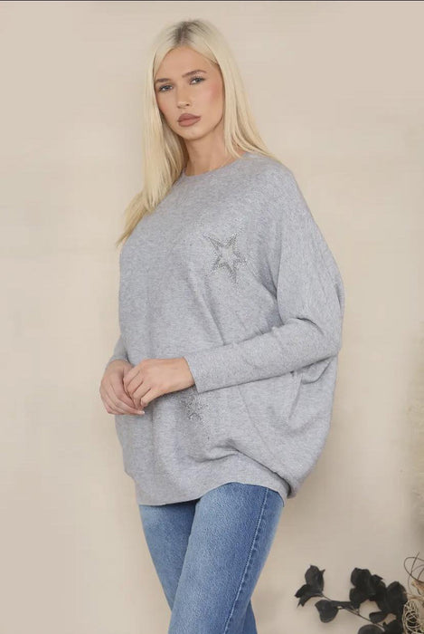 Sparkle star Relaxed fit jumper Grey Dales