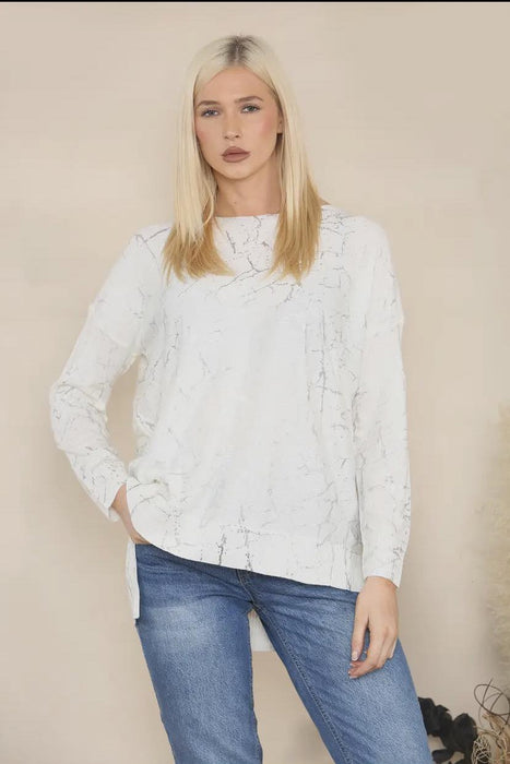Crackle Pattern Top White