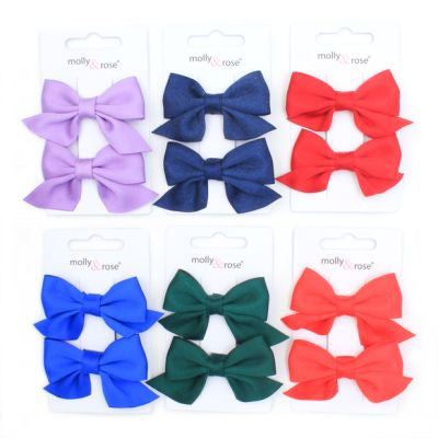 Two Satin Bows Carded - assorted colours
