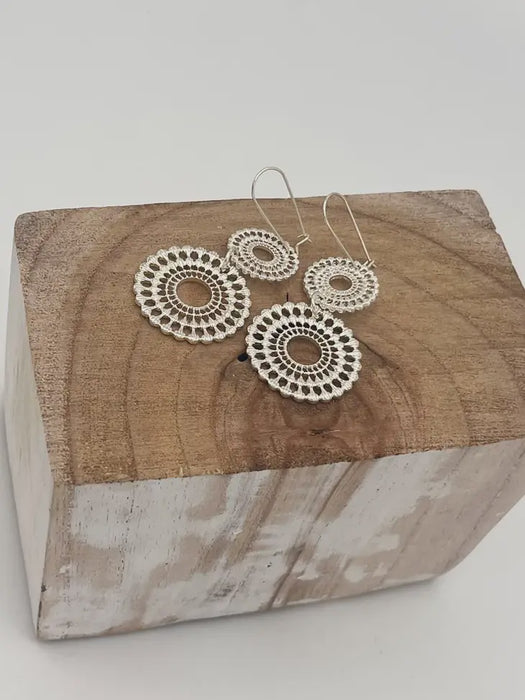 Filigree Double Circle on Drop Hook Silver
