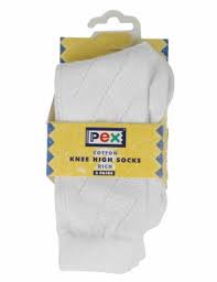 Pearl Knee High School Socks White