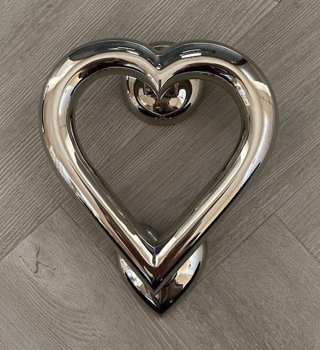 Brass Love Heart Door Knocker - Nickel finish