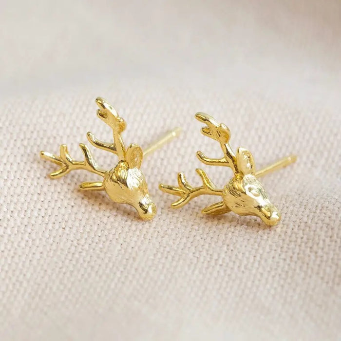 Stag Stud Earrings in Gold