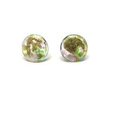 Glass and Gold Midi Mottled Stud Earrings Freesia