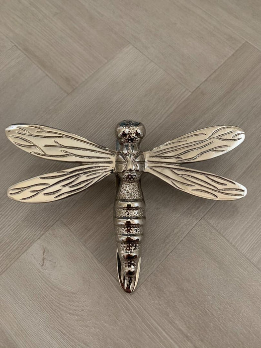 Brass Dragonfly Door Knocker - Nickel Finish