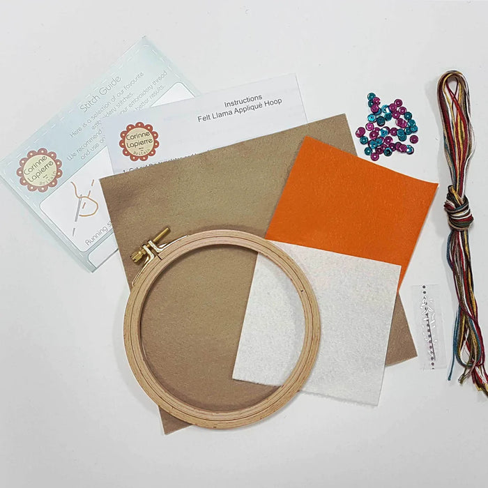 Llama applique hoop craft kit