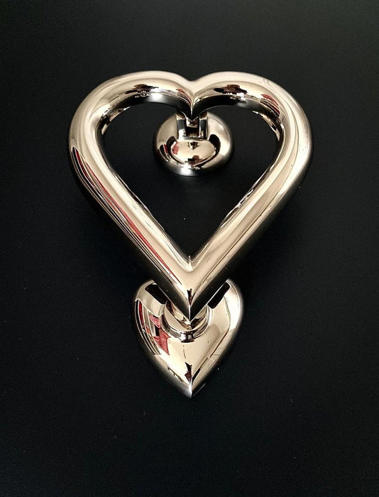 Brass Love Heart Door Knocker - Nickel finish