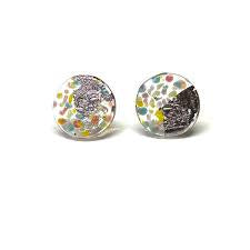 Glass and Palladium Midi Mottled Confetti Studs