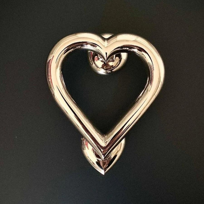 Brass Love Heart Door Knocker - Nickel finish