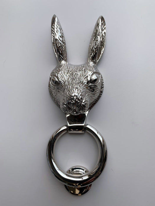 Brass Hare Door Knocker - Nickel Finish