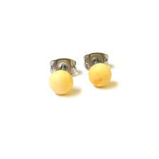 Frosted LemonHandmade Glass Mini Stud Earrings