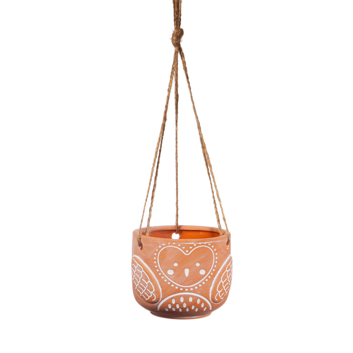 Olivia Owl Terracotta Hanging planter