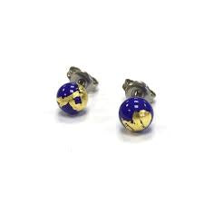 Lapis Blue Handmade Glass Stud Earrings