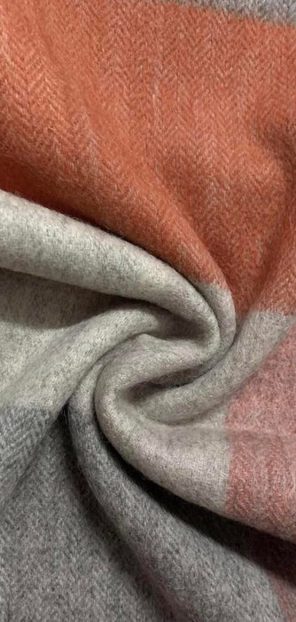 Herringbone & Check Striped Wool scarf unisex