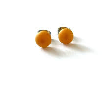 Frosted Marigold Handmade Glass Mini Stud Earrings