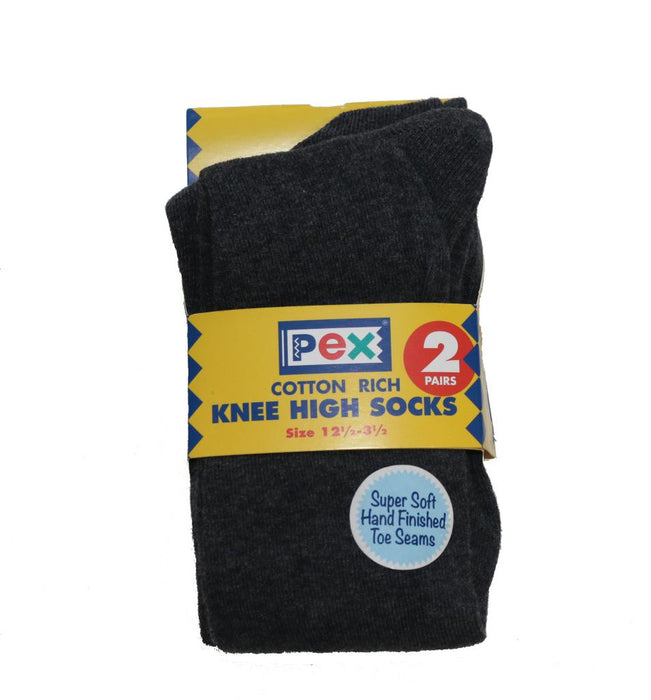 Pex Knee High School Socks Grey