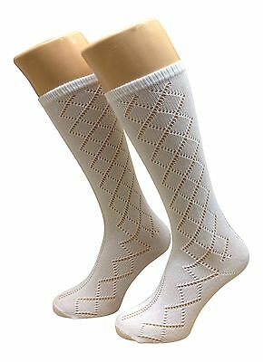 Pearl Knee High School Socks White