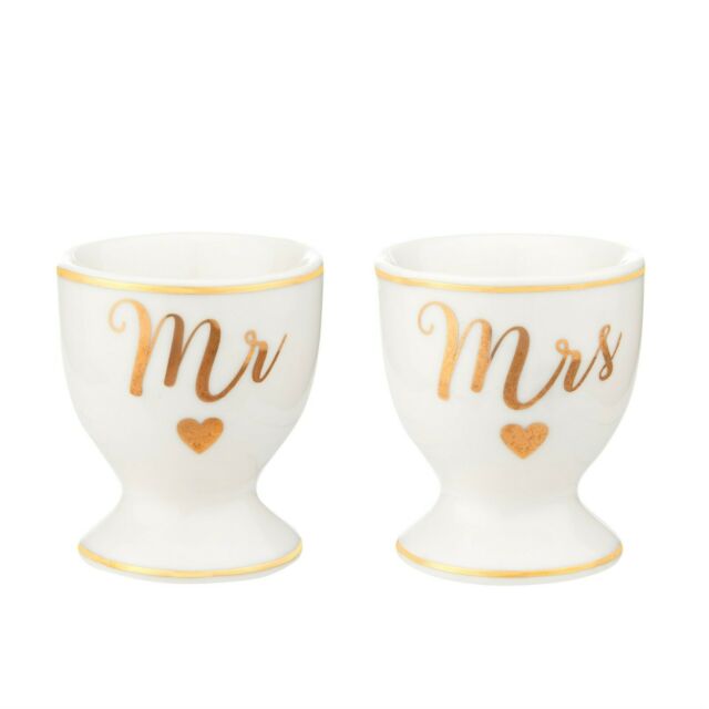 Gold mr and Mrs egg cups